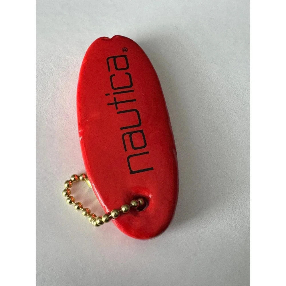 Nautica Vintage Floating Keychain Orange Red Foam Boating Water Sports Ring Logo